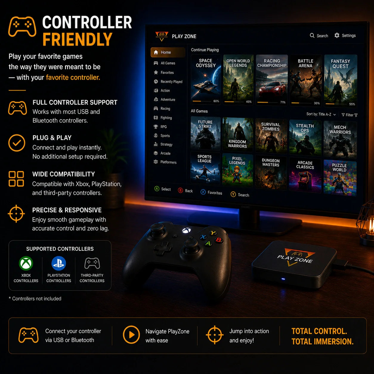 All-in-One Gaming System – Plug & Play in Seconds Playzone™
